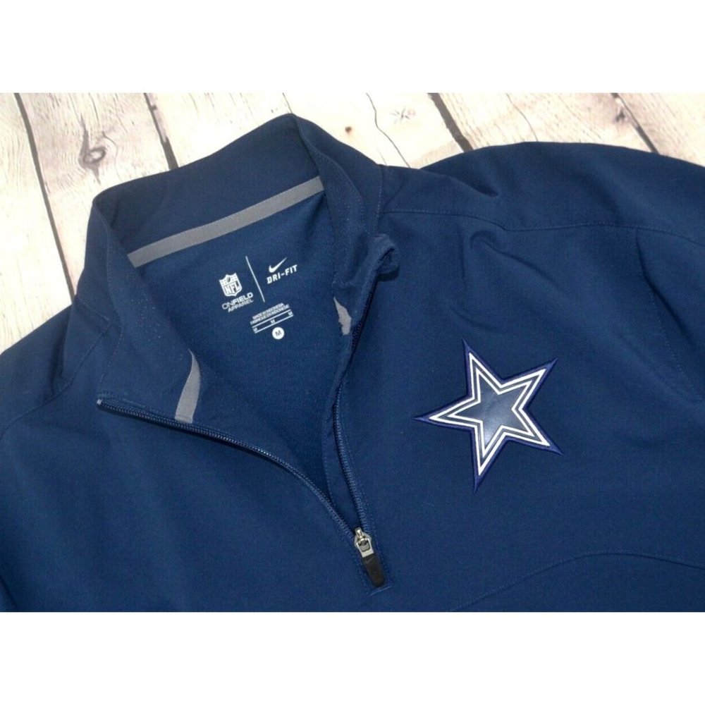 DALLAS COWBOYS Mens NIKE On Field Apparel Short Sleeve 1/4 Zip Windbreaker MED‎